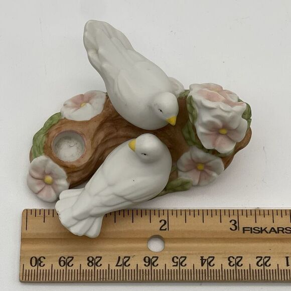 Vintage Avon 1985 Dove Pair On Flowered Branch Porcelain Candle Holder Figurine - Picture 6 of 12